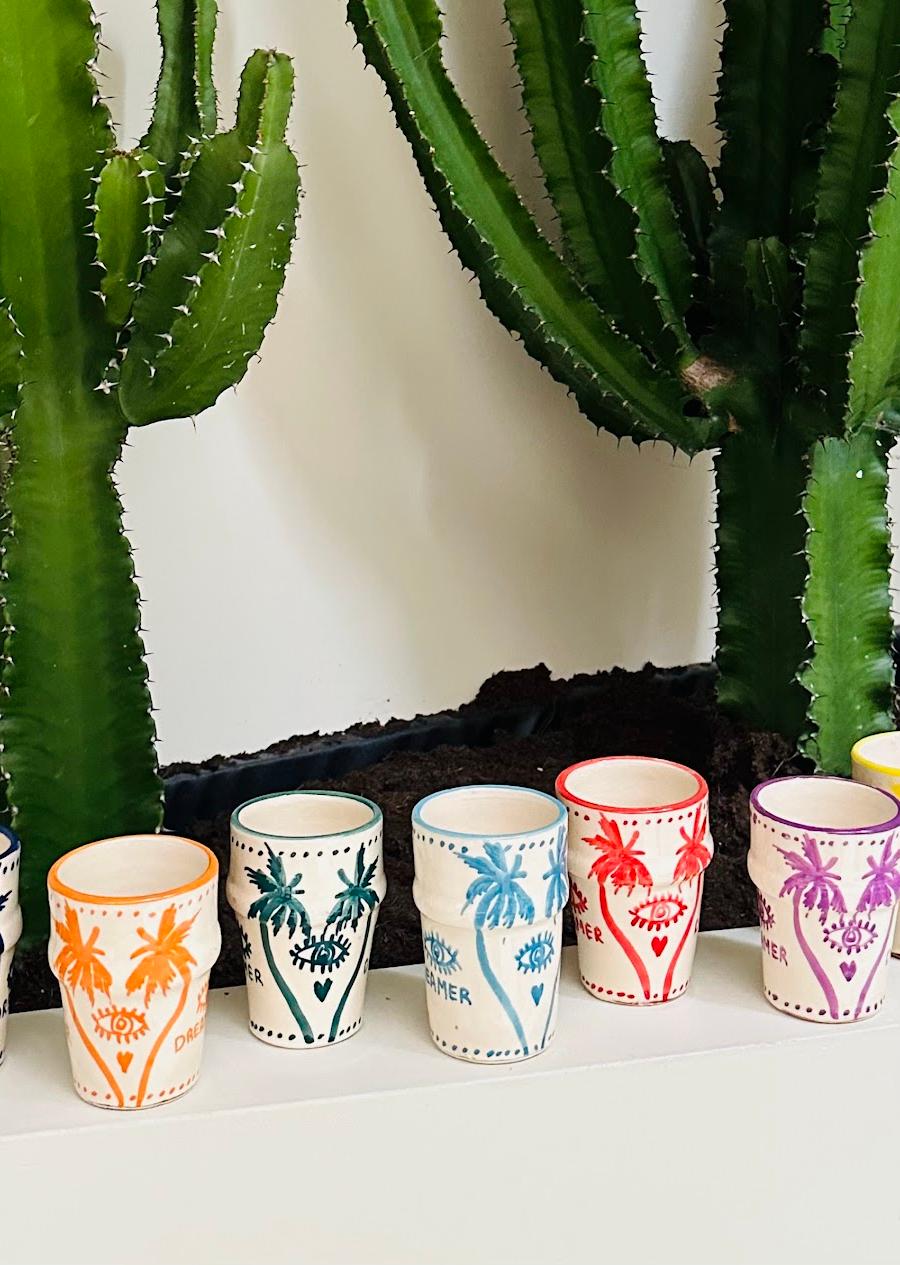 Espresso Cup 7 cm – Palmtree – Black/White – foto 1 van 3