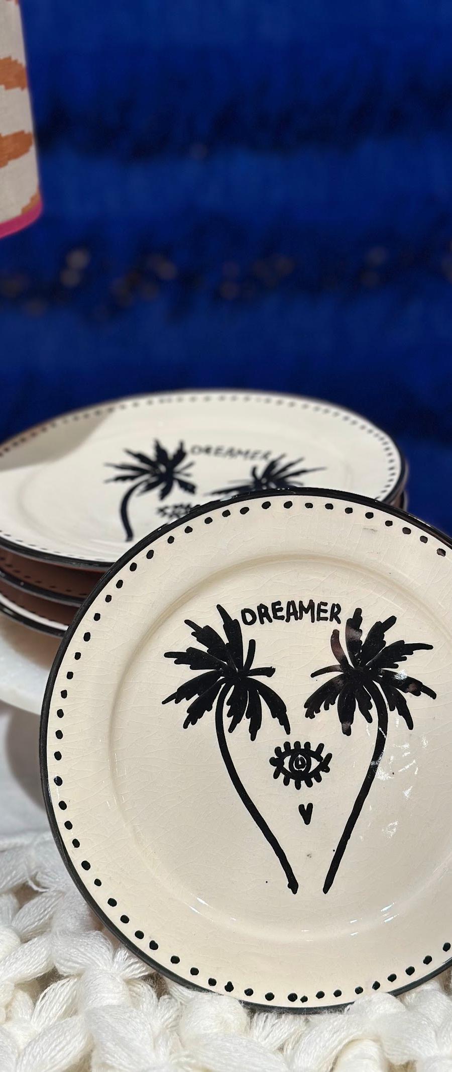 Dinner Plate Palmtree – Black/White – foto 1 van 2