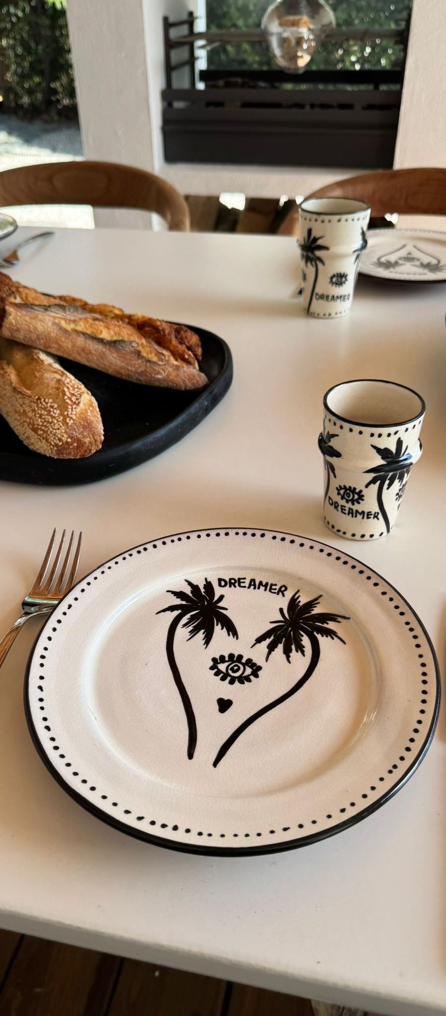 Latte Cup 12 cm – Palmtree – Black/White – foto 1 van 2